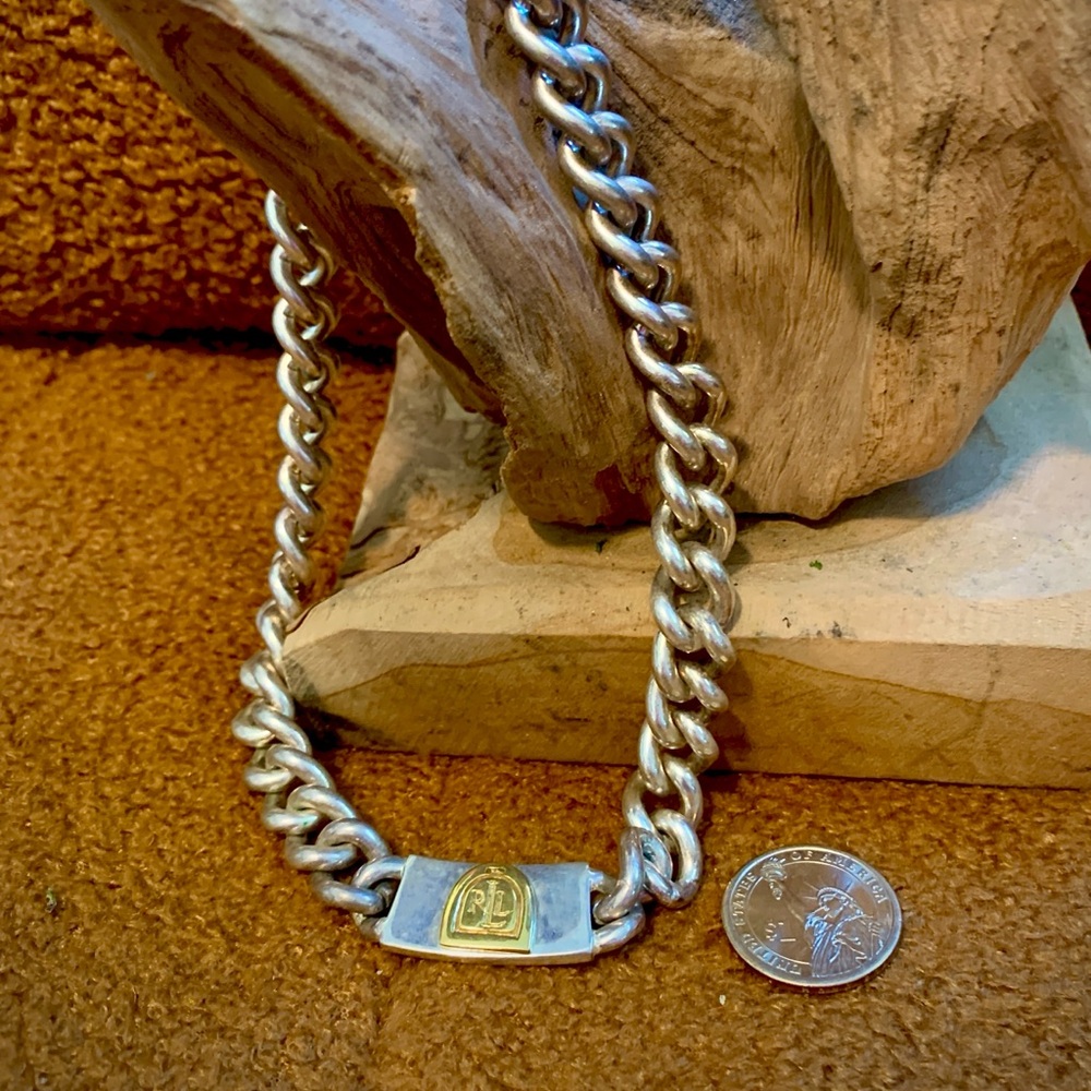 Ralph Lauren Vintage choker with raised gold tome RL monogrammed